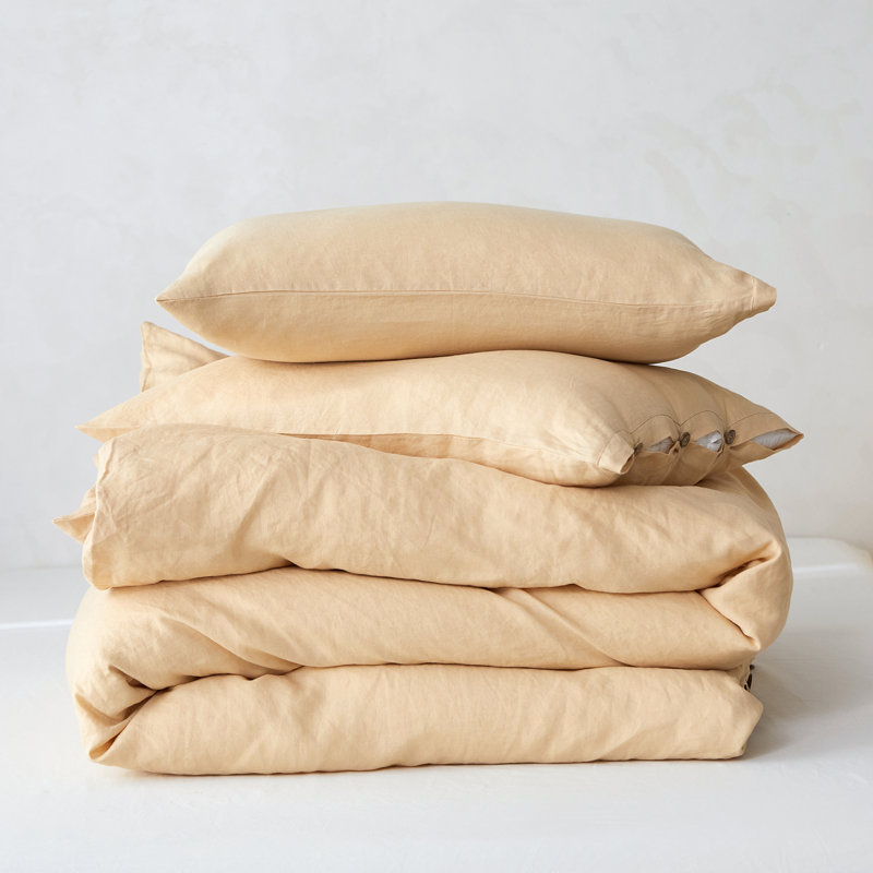 Duvet Cover Set-Button Loop, Sand, Queen Duvet Cover + 2 Standard Shams