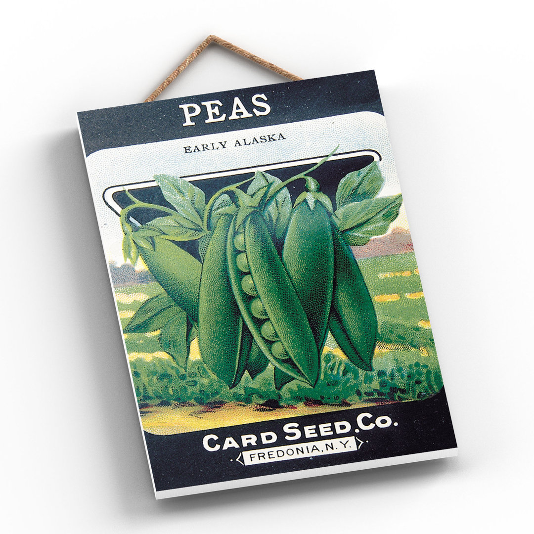 Card Seed Co Peas Vintage Retro Poster Design On Wooden Plaque