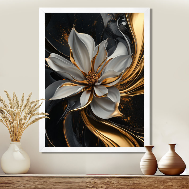 Mollie - art mural floral, H 20 po x l 12 po, Reproduction encadrée d'une seule photo, Blanc