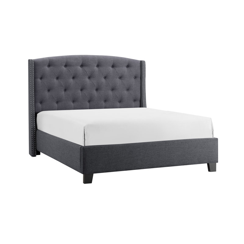 Dorthy Bed, King, Gray Polyester Blend