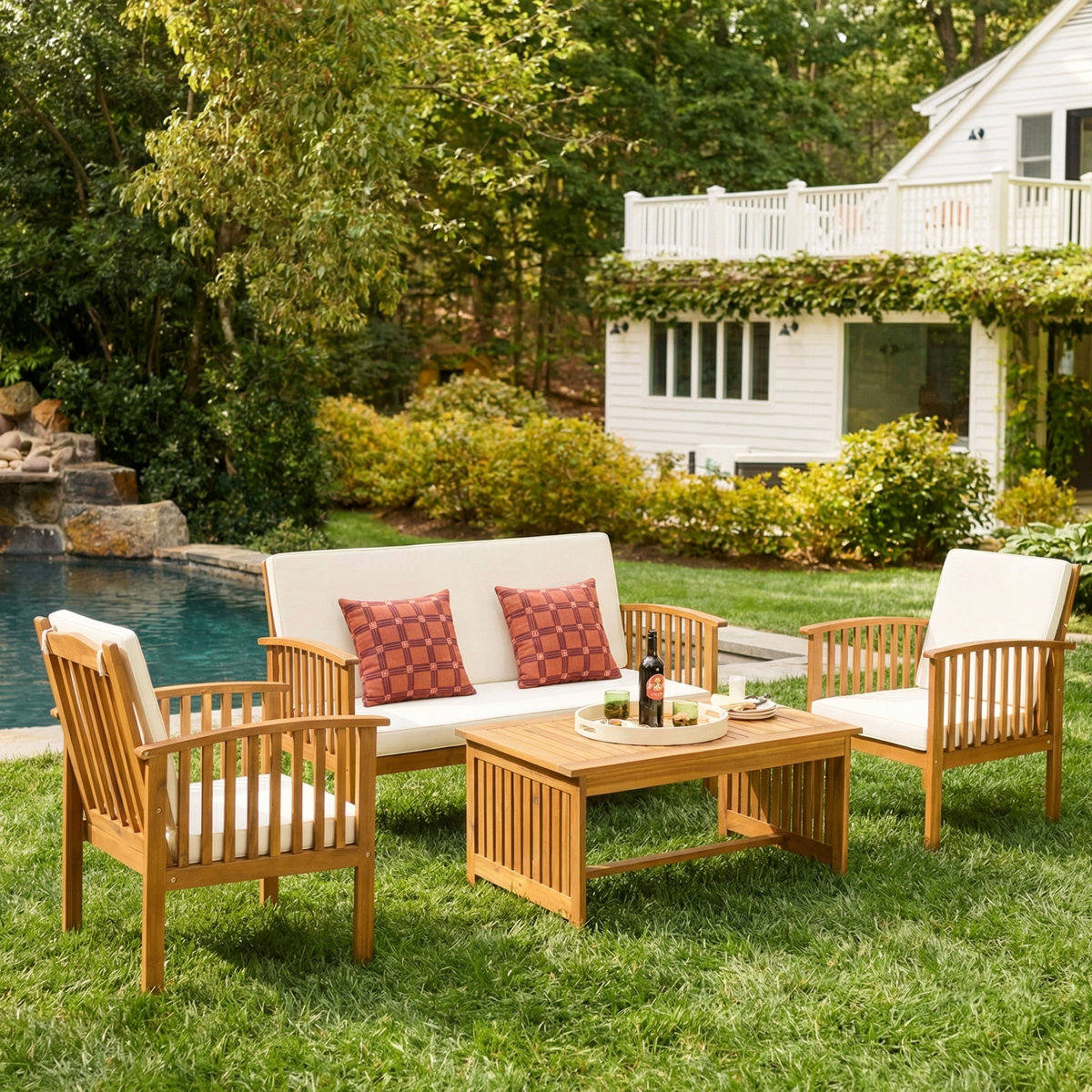 Elwyn 4 Piece Sofa Seating Group with Cushions