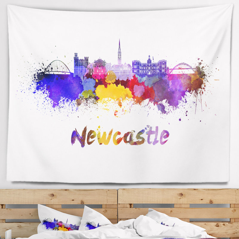 Tapisserie de skyline de newcastle Cityscape, H 32 po x l 39 po