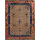 Antique Gray Color Floral Pattern Peking Chinese Room Size Area Rug