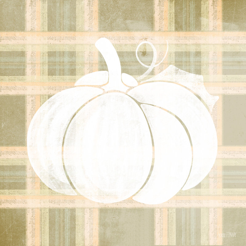 «Plaid Pumpkin» par House Fenway, H 12 po x l 12 po, Non, Papier avec cadre photo en érable