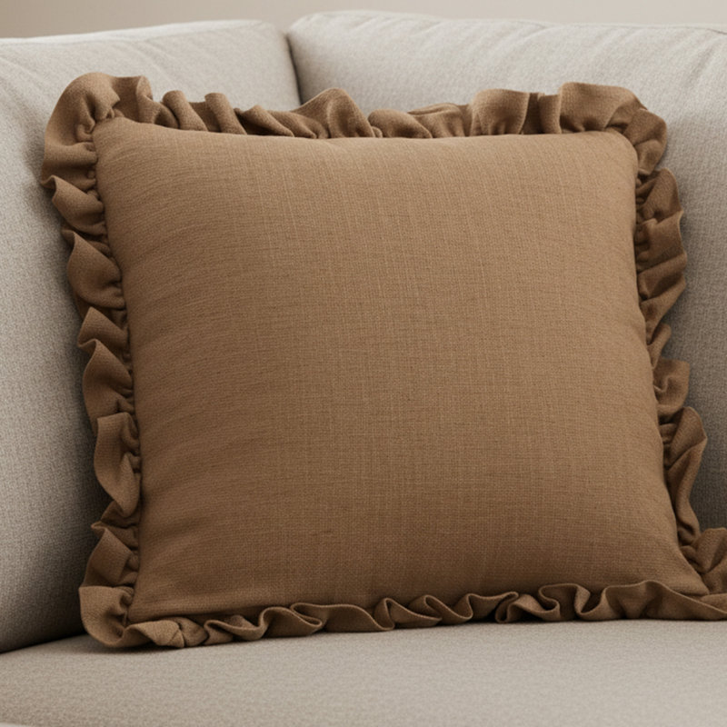 Coussin 20 pouces Betty Ginger, Brun