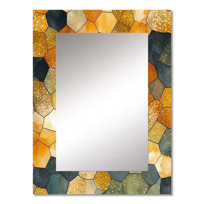 Colorfull Hexagone II - Abstract Shapes Wall Mirror, Modern Decorative Mirror, Printed Metal Art
