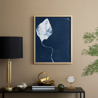 Cyanotype Leaf I Framed Print - Solid Wood