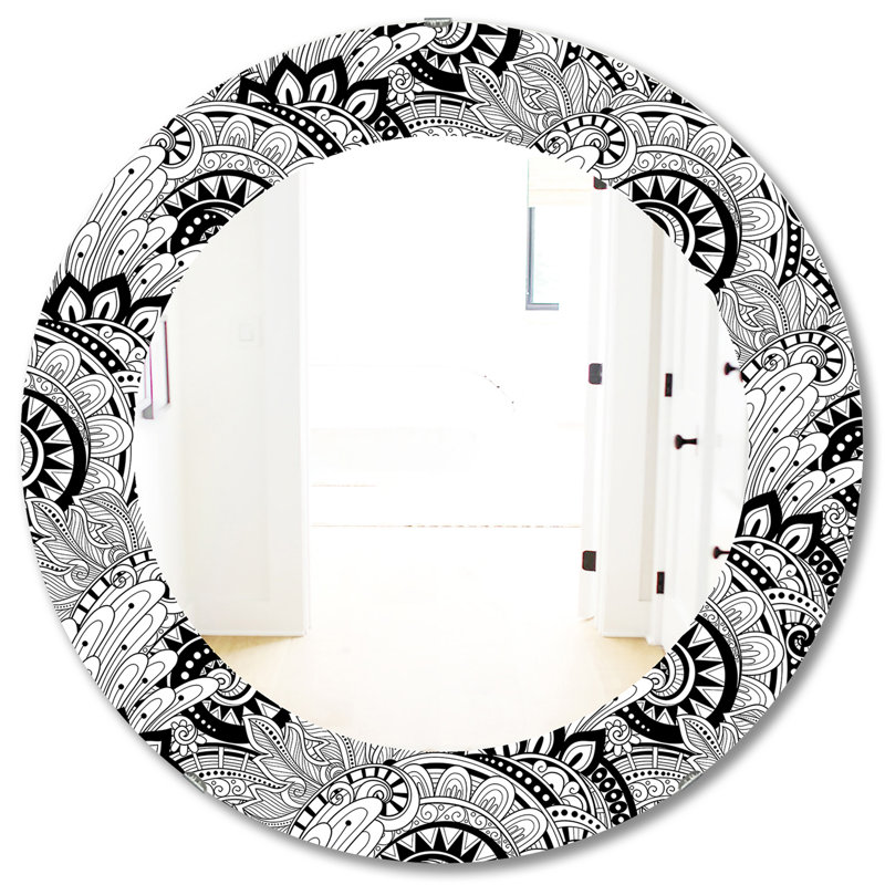 Miroir floral abstrait monochrome, H 31,5 po x l po