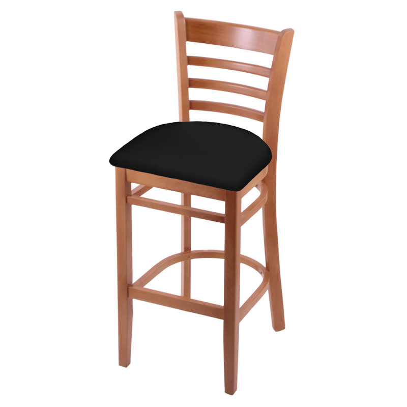 30" Bar Stool, Black Vinyl, Medium