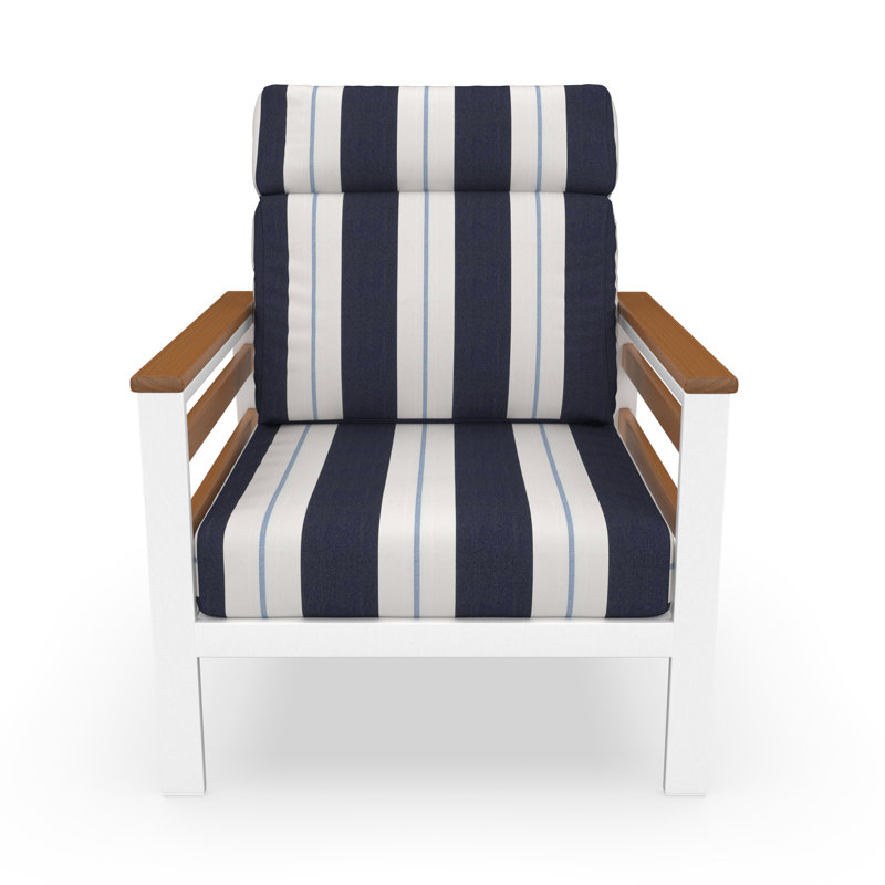 Fauteuil club d'extérieur en métal avec coussin Sunbrella Townsend