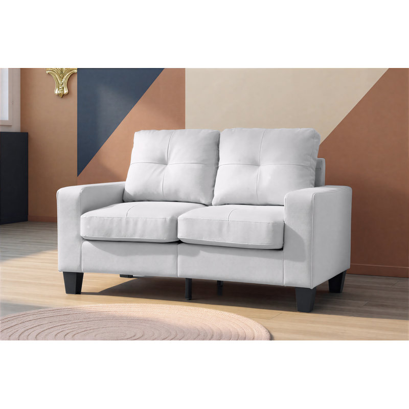 Worthen Modular Loveseat in Faux Leather, White