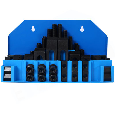 58Pc T-Slot Clamping Kit Mill Machinist Set (3/4 Table Slot 5/8-11 Stud Size) 58Pcs Clamping Kit,5/8-11" X 3/4", Blue Storage Box