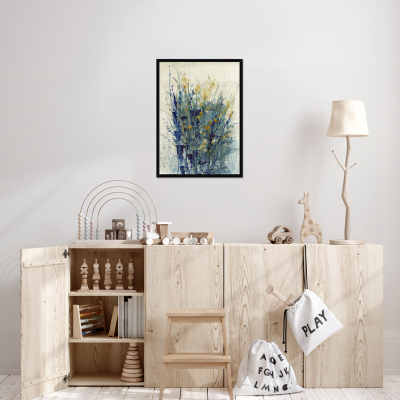 Indigo Floral II by Timothy O' Toole - Painting, 50cm H x 34cm W, Black Framed Paper Print