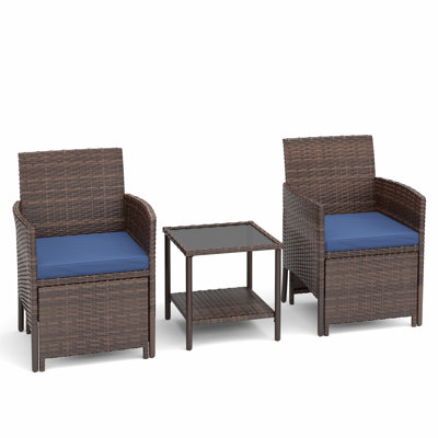 2-Person Conversation Set with Ottomans and Coffee Table by Latitude Run