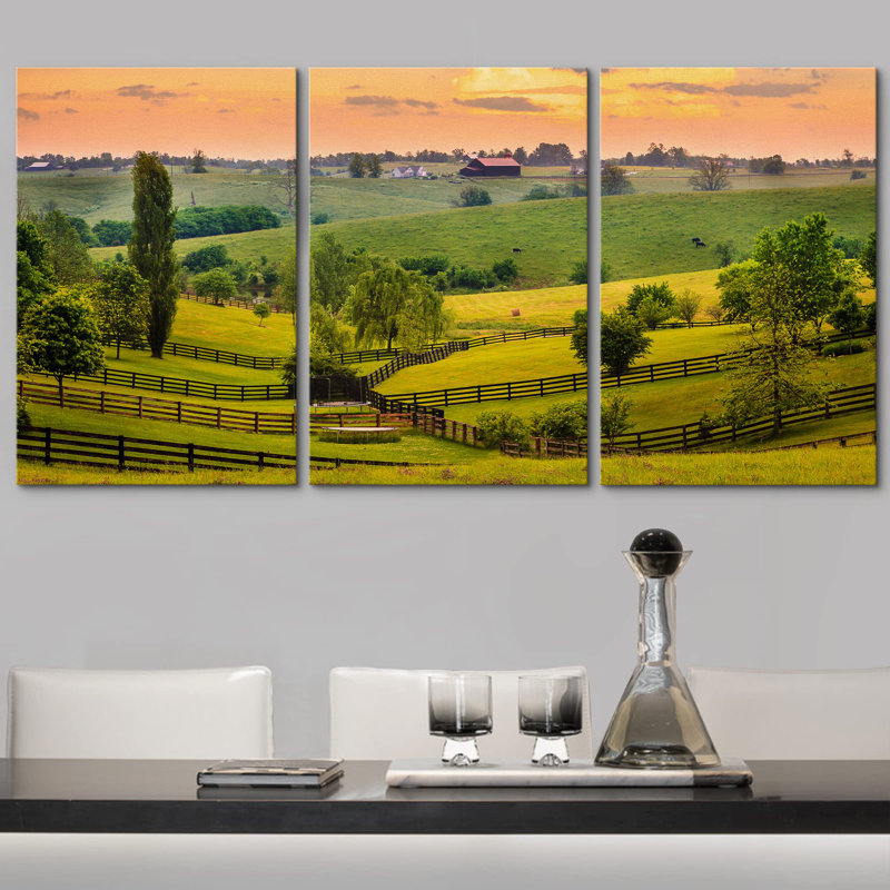 Scène de soirée dans le Kentucky, décoration murale moderne, Toile tendue, H 24 po x l 48 po