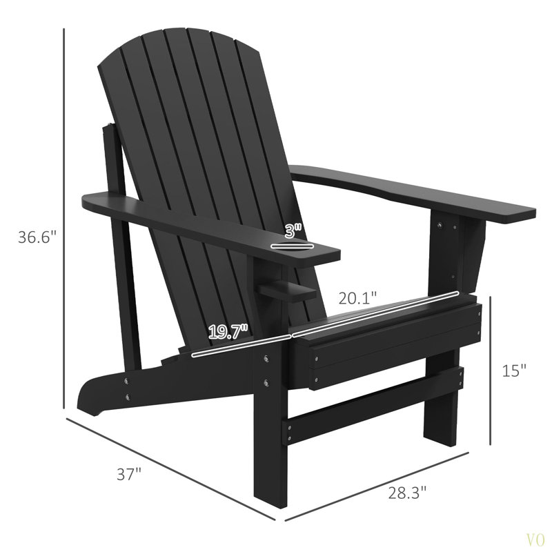 Fauteuil Adirondack Outsunny, Noir