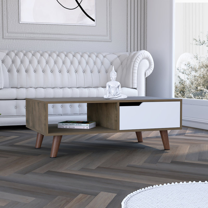 Table basse 2.0, un tiroir, quatre pieds