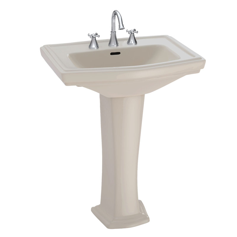 TOTO® Clayton® Rectangular Pedestal Bathroom Sink for 4 Inch Center Faucets, Sedona Beige, Sedona Beige, 4" Centers