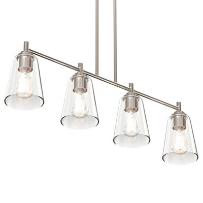 4-Lights Island Linear Pendant Light with Clear Glass Shade (BULB NOT INCLUDED)