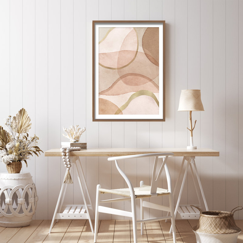 "Blush And Brown Abstract", reproduction d'art encadrée par Kathrin Pienaar, L 24 po x H 36 po
