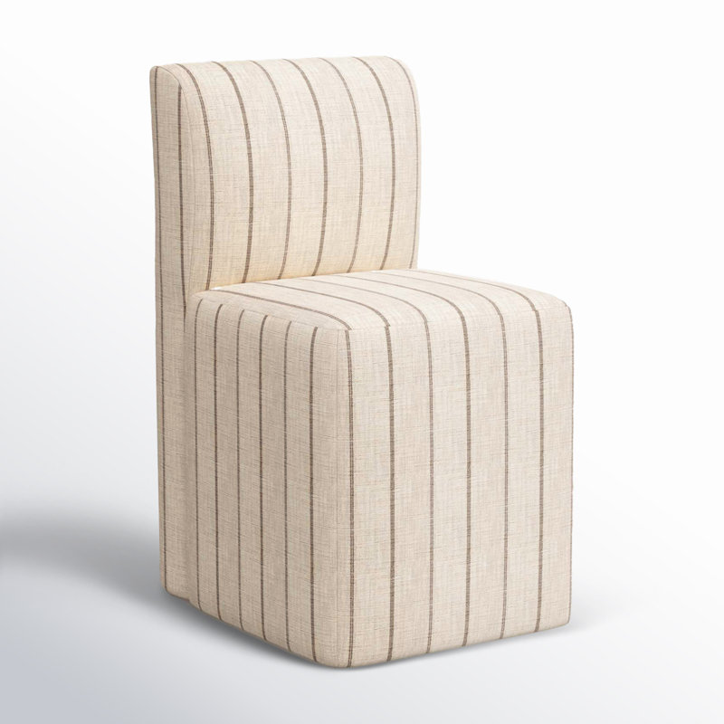 Traudl Cotton Upholstered Parson Chair, Fritz Charcoal Stripe