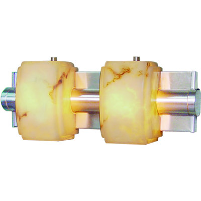 2-Light Indoor Brushed Nickel Fluorescent Vanity Light with Faux Alabaster Glass