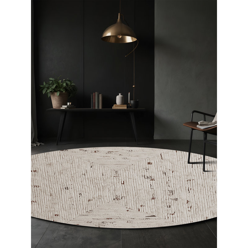 Machine Washable Gray Area Rug, Round 7'