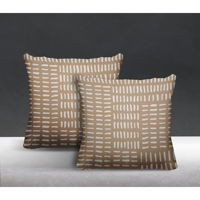 Outdoor Reversible Throw Pillow, Beige, 19W" x 19H"