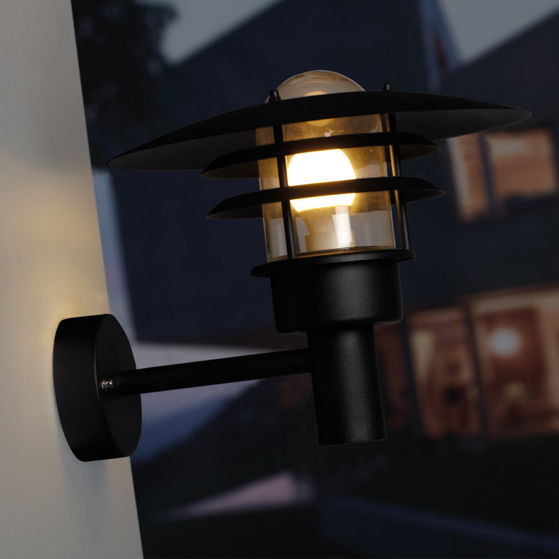 Outdoor Wall Lantern, Black, 28.5cm H x 32cm W x 36cm D