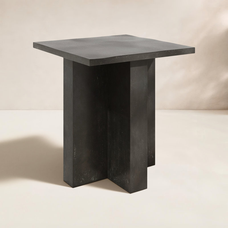 Terrell Outdoor Square Side Table, Dark Gray