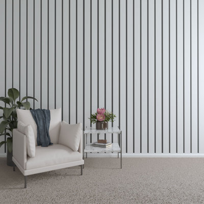 94"H x 3/4"T PVC Adjustable Slat Wall Panel Kit w/ 4"W Slats, Unfinished (contains 11 Slats)