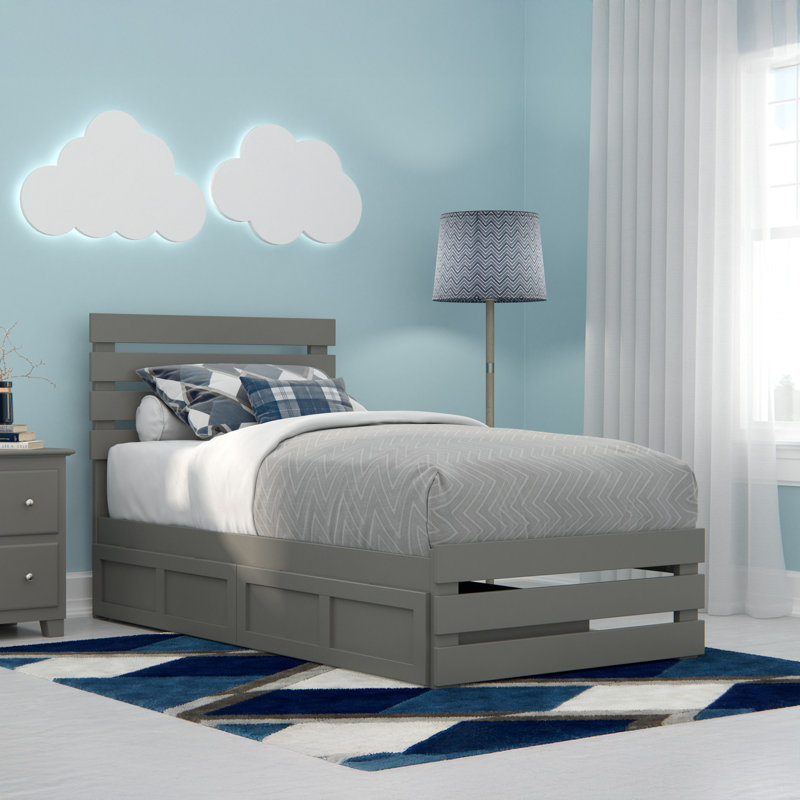 Bridport Slat Storage Bed, Gray, Twin