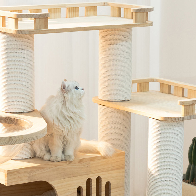 Arbre à chat en bois massif de style simple