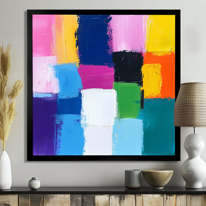 Odiel abstraite, couleur primaire, résonnant dans le chaos III - art mural abstrait, H 16 po x l 16 po