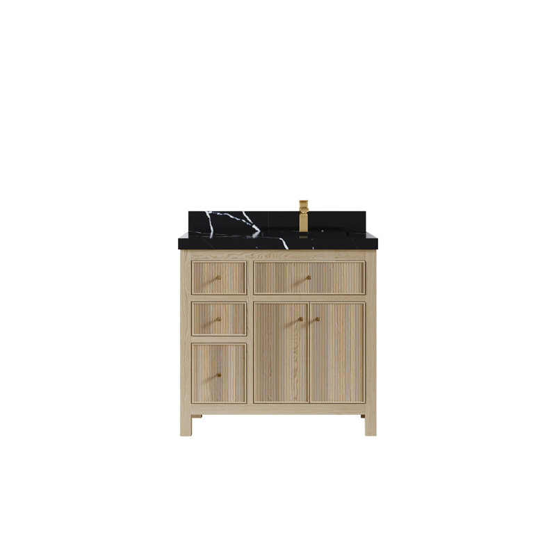 Bryker Woods 36'' Single Bathroom Vanity with Quartz Top, Calacatta Black