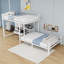 Lit superposé double en métal avec bureau, ports USB et tiroirs de rangement