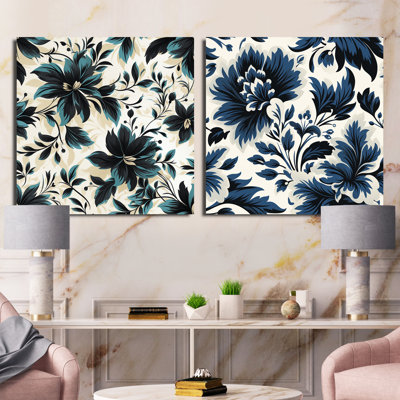 Damas Euphony - Ensemble de 2 collages carrés botaniques abstraits