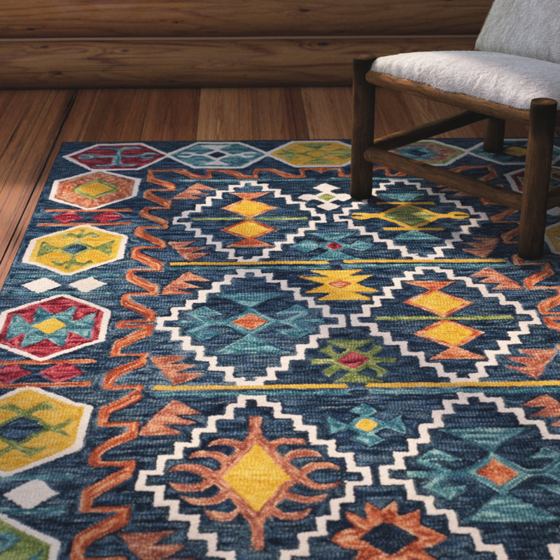 Deyoung Hand Tufted Wool Southwestern Rug, Rectangle 4' x 6'