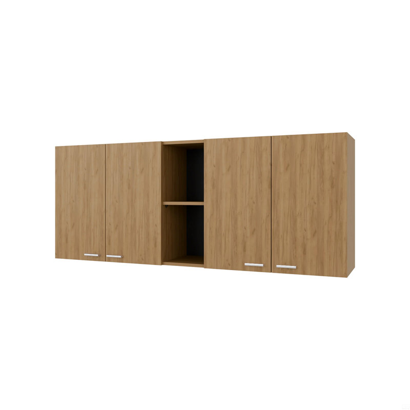 Armoire murale en mélamine avec 4 portes et rangement ouvert