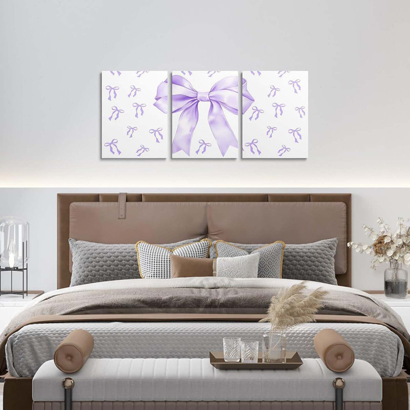 3 Piece Wrapped Canvas Print, White/Purple