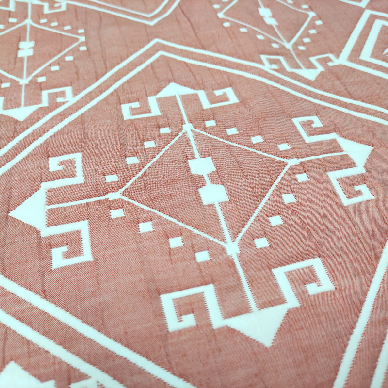  DESIGN STUDIO Santa Fe Tribal Apricot All-Season Soft Woven Matelasse Jacquard Reversible Cotton Blend Quilt Set