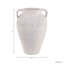 Vase rustique rainuré en terre cuite avec poignées pour la décoration de table - Grand vase moderne pour le salon, l'entrée ou une étagère - Blanc et ivoire