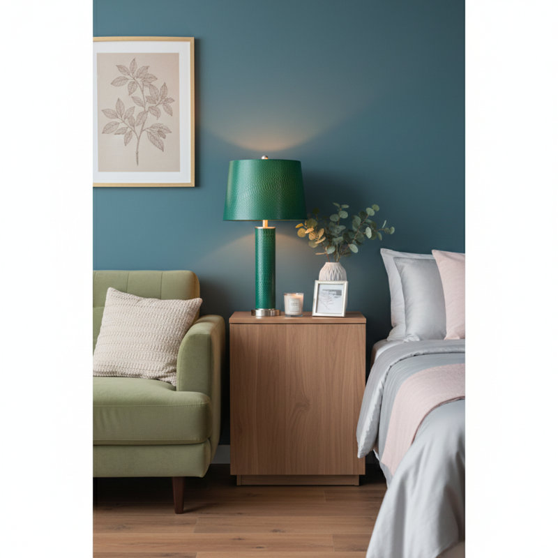 14X14x27" Leather Table Lamp