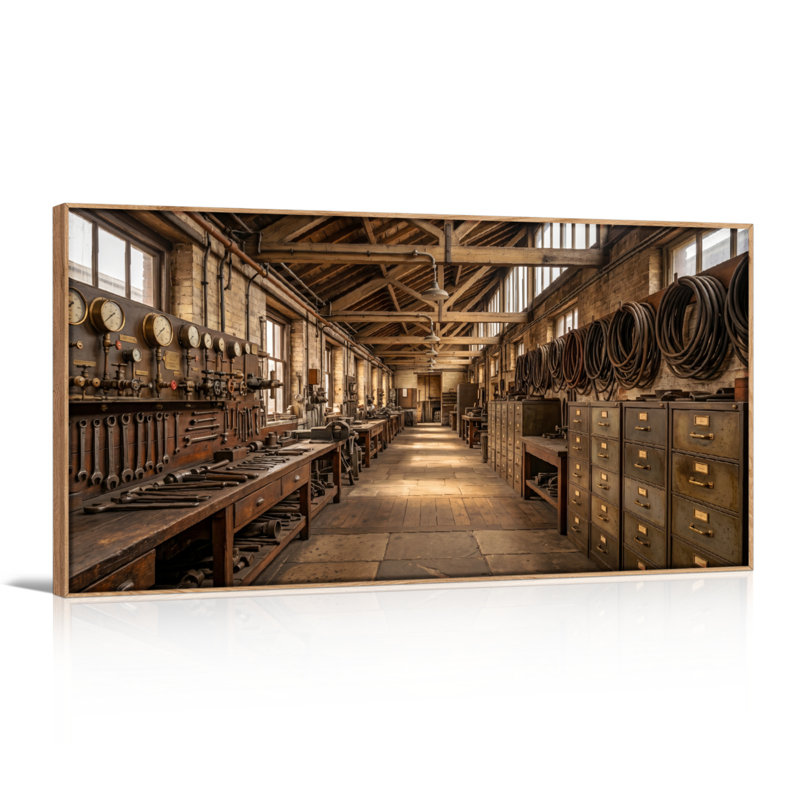 Ensemble de 1 toile murale vintage pour atelier, L 40 po x H 20 po, Naturel