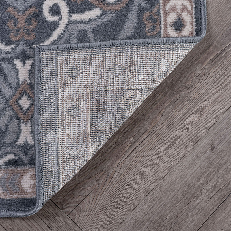 Hoban Oriental Scroll Grey Indoor Area Rug for Living Room, Bedroom, Dining Room, Rectangle 7'10" x 10'3"