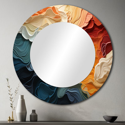 Biomorphism Organic Forms V - Biomorphism Wall Mirror, Modern Round Decorative Mirror, Printed Metal Art