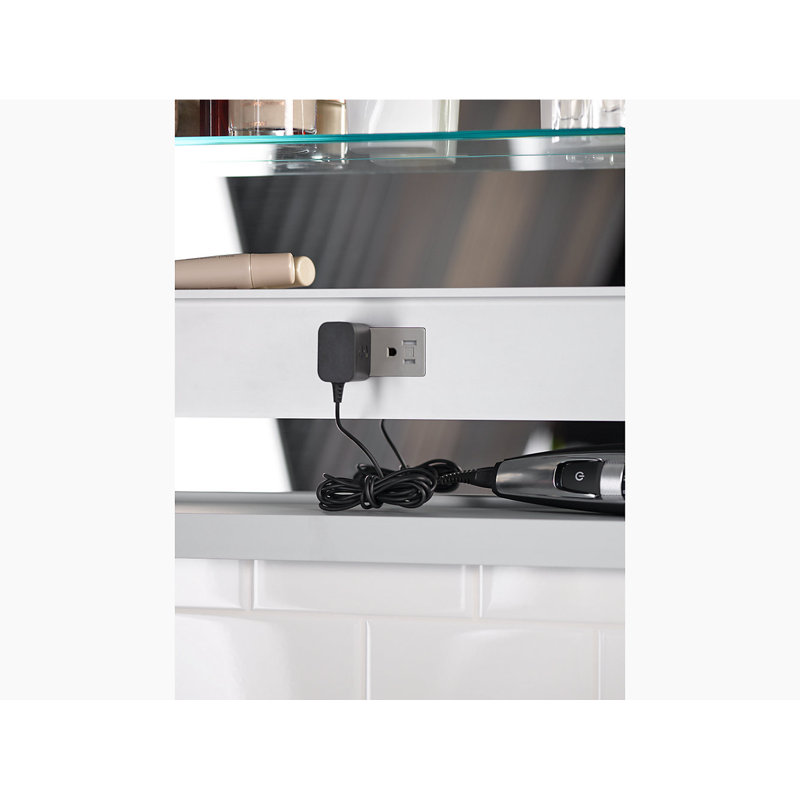 Verdera® Recessed or Surface mount Frameless Medicine Cabinet 2 Shelves Lighting Electrical Outlet