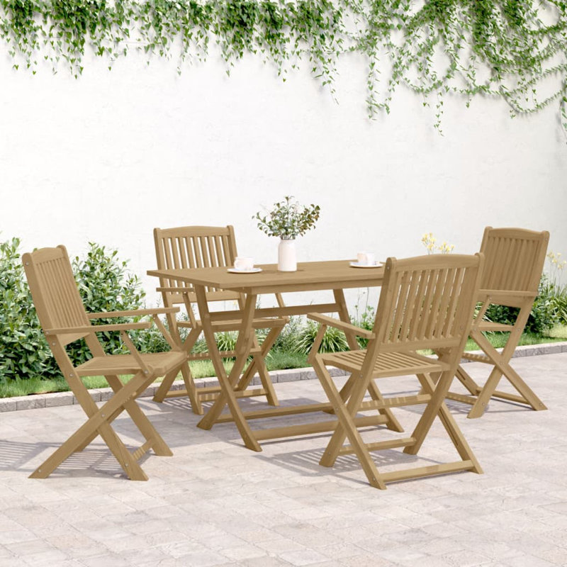 4 - Person Wood Patio Dining Set with Round Table