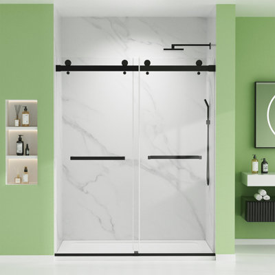 60'' W X 74'' H Door Double Sliding Frameless Shower Door With 8Mm Easy Clear Tempered Glass