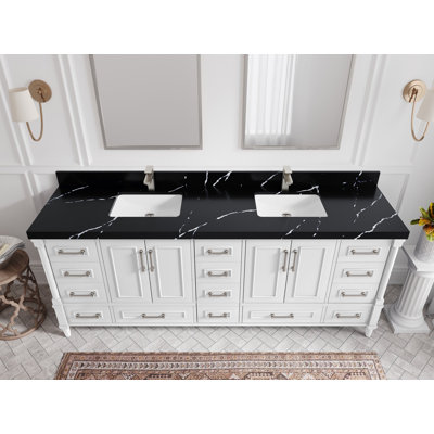 Meuble-lavabo double 84 po avec comptoir en quartz Aberdeen